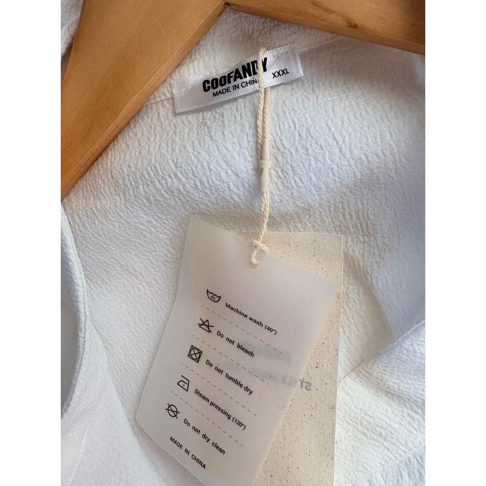 NWT COOFANDY Mens White 2 Piece Henley Shirt and Pants Set Lounge XXXL Beachwear - Picture 14 of 16